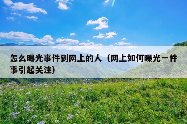 怎么曝光事件到网上的人(网上如何曝光一件事引起关注)