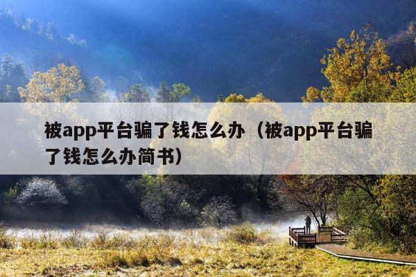 被app平台骗了钱怎么办(被app平台骗了钱怎么办简书)