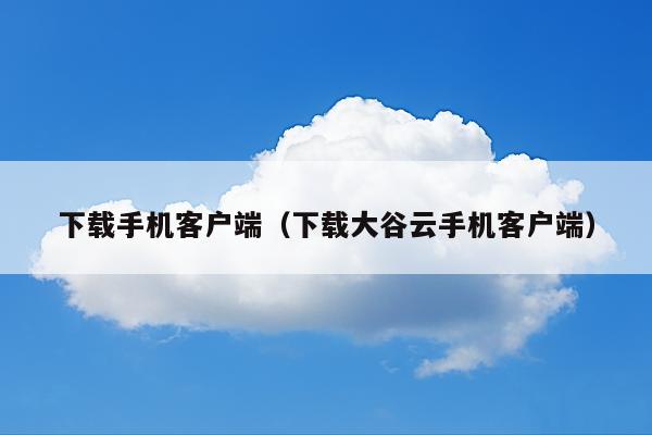 下载手机客户端(下载大谷云手机客户端)