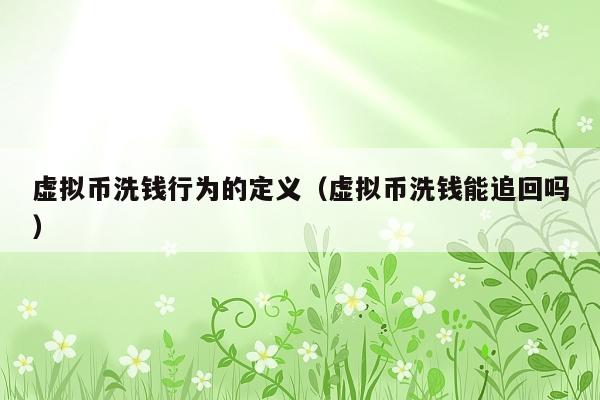虚拟币洗钱行为的定义(虚拟币洗钱能追回吗)