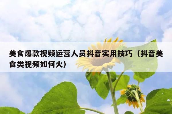 美食爆款视频运营人员抖音实用技巧(抖音美食类视频如何火)