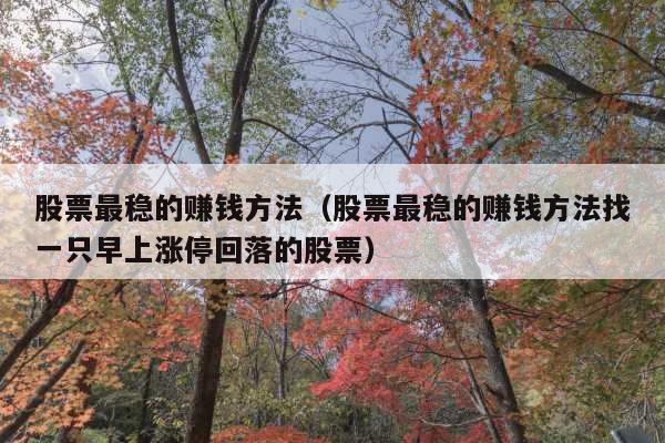 股票最稳的赚钱方法(股票最稳的赚钱方法找一只早上涨停回落的股票)