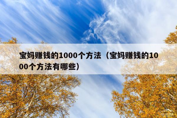 宝妈赚钱的1000个方法(宝妈赚钱的1000个方法有哪些)