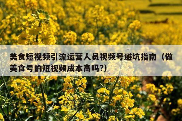 美食短视频引流运营人员视频号避坑指南(做美食号的短视频成本高吗?)