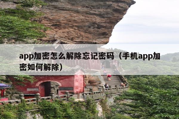 app加密怎么解除忘记密码(手机app加密如何解除)