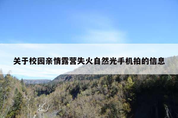 关于校园亲情露营失火自然光手机拍的信息